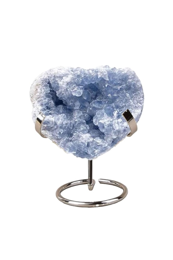 Metal Crystal Heart Stone Stand,Crystal Ball Holder Rock Display Stand Mineral Specimen Display Easel Holder for Gemstones Fossils Agate Slabs Plates 1 x 2.36 x 2.56 Inch Silver