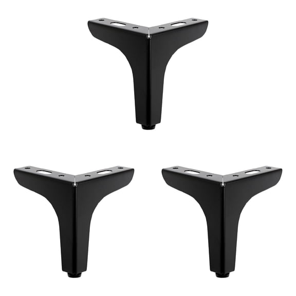 HWHCGZ Metal Furniture Legs Black, Set of 3, Modern Style Replacement Couch Legs for Dresser Chair Bed Cabinet Table Ottoman Cupboard DIY Replacement Sofa Feet,Black,L