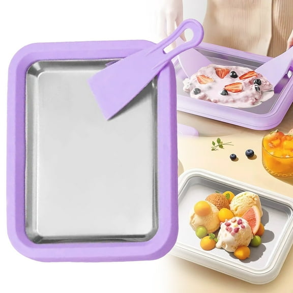 HWHCGZ Rolled Ice Maker Kit Instant Plate With 1 Scrapers DIY Frozen Yoghurt Plate Homemade DIY Instant Gelato Pan/Roll,Purple