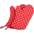 thumbnail image 1 of HWHCGZ Set of 2 Kitchen Oven Mitts, Heat Resistant Cotton Oven Gloves Non-Slip for Safe BBQ Cooking Baking, Kitchen Gloves for Farmhouse Restaurant,Kitchen,Dining & Bar (Red), 1 of 3