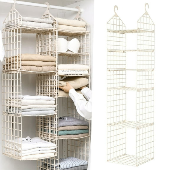 HWHCGZ Shelf Hanging Closet Organizer, Closet Hanging Shelf with 2 Sturdy Hooks for Storage, Foldable