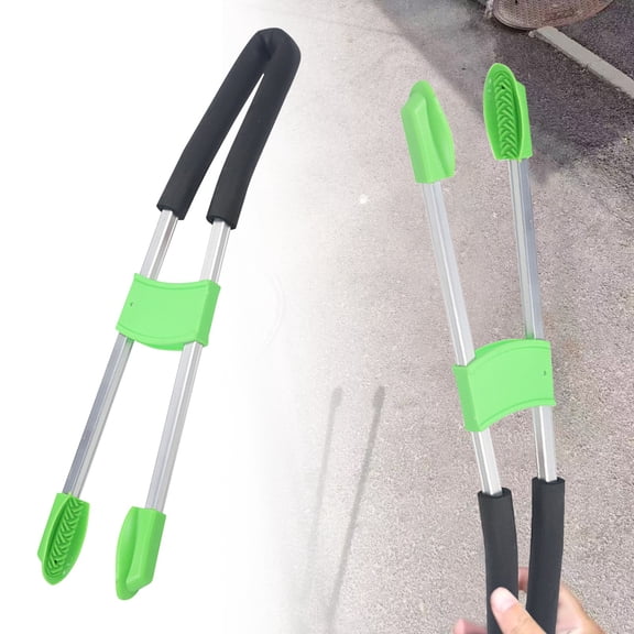 HWHCGZ Small Trash Grabber Tool for Seniors with Long Grab Tongs, Lightweight Garbage Picker and Leaf Grabber for Outdoor Trash Pickup and Lawn Litter Collection, Green