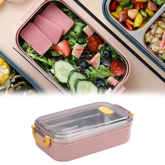HWHCGZ Stainless Box Style Lunch Box for Adult Box Leak-Proof Lunchbox for Dining Out,Work, Standard, Pink