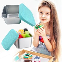 HWHCGZ Stainless Steel Lunch Containers 6 OZ Leakproof Small Containers With Silicone Lids Stackable Snack Pots Snack Containers Lunch Box for School Home Storage Supplies 1 Pcs (Mint Green)