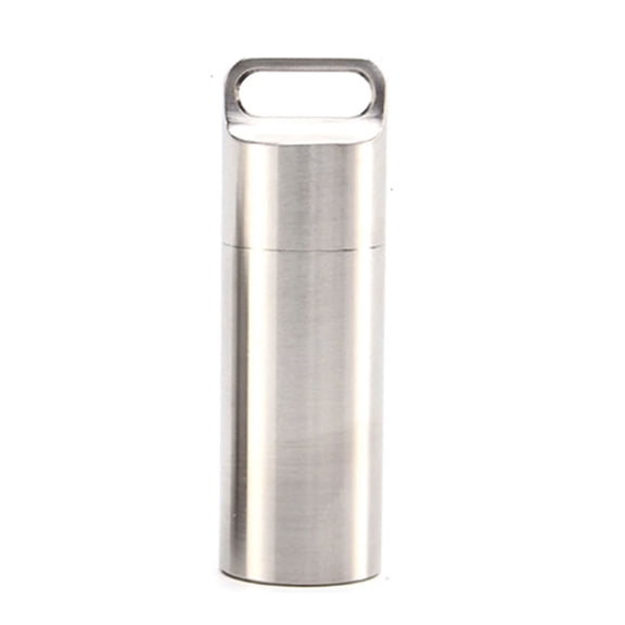 HWHCGZ Waterproof Stainless Steel Pill Case Keychain - Durable Small Pill Box, Ideal for Purse, Pocket & Outdoor EDC Small Silver