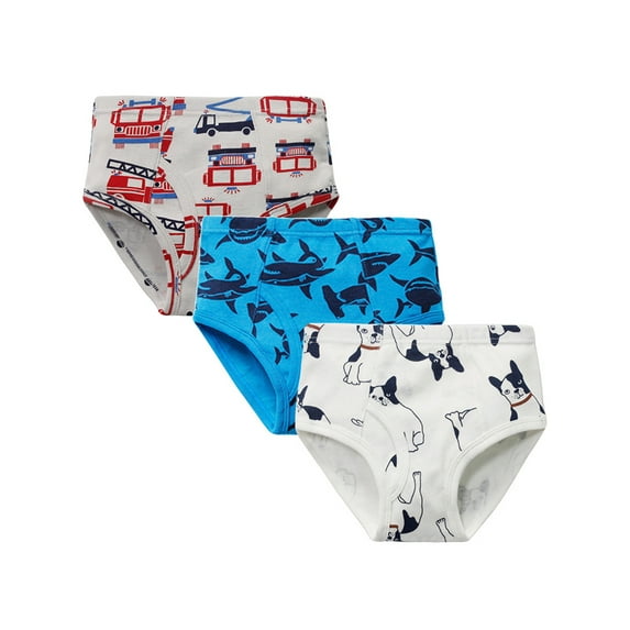 HWJAD 2-10 Years Little Boys Shark Briefs Toddler Kids Underwear Soft Cotton Dinosaur Undies (Pack of 3)