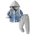 thumbnail image 1 of HWJAD 2-7 Years Boys Outfit Sets 2Pcs Flannel Plaid Shirt and Pants Set Hoodie Sweatsuit for Fall Spring Kids Clothes, 1 of 7