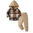 thumbnail image 1 of HWJAD 2-7 Years Boys Outfit Sets 2Pcs Flannel Plaid Shirt and Pants Set Hoodie Sweatsuit for Fall Spring Kids Clothes, 1 of 8