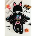 thumbnail image 1 of HWJAD 3M-3T Bat Jumpsuit for Baby Boy Girl Halloween Clothes Infant Toddler One-Piece Romper and Hat 2Pcs Halloween Outfits, 1 of 8