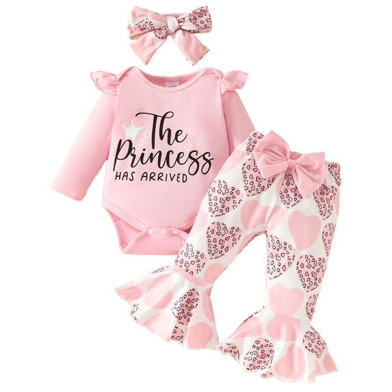 HWJAD Baby Girl Clothes Infant Newborn Outfits Princess Romper Floral Pants Cute Headband Sets for Girls (0-3-6-12-18 Months)
