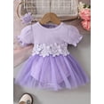 thumbnail image 1 of HWJAD Baby Girl Outfit Newborn Romper Dress Lace Skirt Hem Jumpsuit+Cute Headband Ribbed Embroidery Bodysuit Summer Clothes, 1 of 9