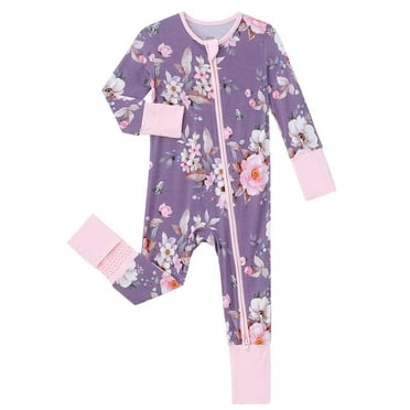 HWJAD Baby Girls Boys Zip Front One-Piece Pajamas, Sleep & Play Loose Fit Footies Pjs, 95% Bamboo Viscose