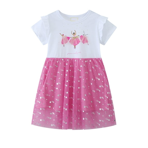 HWJAD Baby Girls Tutu Dress Dancing Toddler Cotton Layered Tutu Dress Tulle Dresses Princess Party Floral Summer Dress 3T