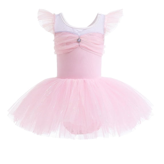 HWJAD Ballet Leotards for Girls 3-9Y Toddler Girls Dance Leotards with Tutu Skirt Performance Ballerina Outfit