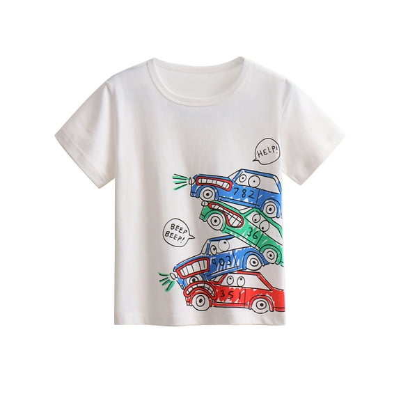 HWJAD Boys' Graphic Tee - Soft and Breathable Classic Crewneck Short Sleeve Pullover T-Shirt for Kids Boy (Sizes: 2-7 Years)