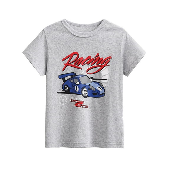 HWJAD Boys' Graphic Tee - Soft and Breathable Classic Crewneck Short Sleeve Pullover T-Shirt for Kids Boy (Sizes: 2-7 Years)