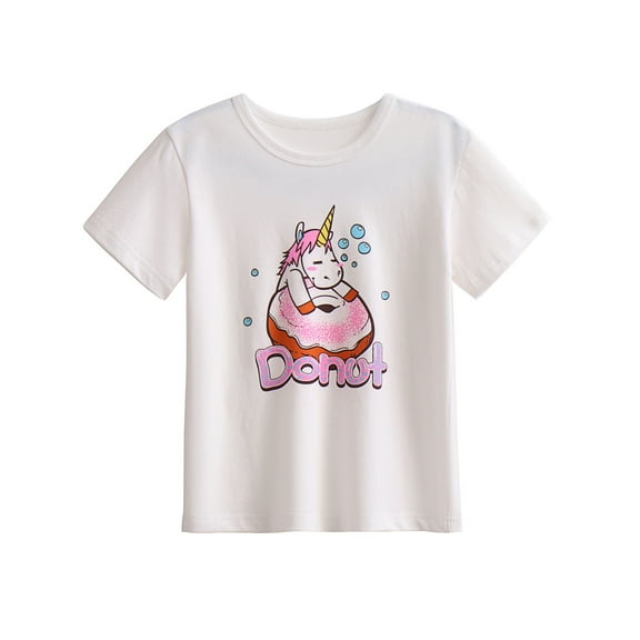 HWJAD Girls' Graphic Tee - Soft and Breathable Classic Crewneck Short Sleeve Pullover T-Shirt for Kids Girl (Sizes: 2-7 Years)
