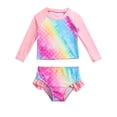 thumbnail image 1 of HWJAD Girls Rash Guard Swimsuit Long Sleeve Tankini Sets Two Pieces Bathing Suit Swimwear UPF 50+ Sun Protection, 1 of 6