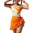 thumbnail image 1 of HWJAD Girls Swimsiut Ruffle Strap One-Piece with Cover Up Kids Floral Print Swimwear Child Beach Bathing Suit 5-12Y, 1 of 6