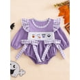 thumbnail image 1 of HWJAD Halloween Baby Girl Outfits Newborn Pumpkin Romper Puff Long Sleeve Cake Smash Bodysuit Clothing, 1 of 7
