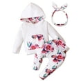 thumbnail image 1 of HWJAD Infant Baby Girl Clothes Floral Hoodie Sweatshirt Top and Jogger Pants Headband Set 3 Piece Fall Winter Outfits, 1 of 7
