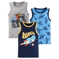 thumbnail image 1 of HWJAD Kids Cartoons Shirt Size 1-7 Years Sleeveless T Shirts 3 Pack Toddler Tank Tops 116% Cotton Tees for Little Boys, 1 of 8