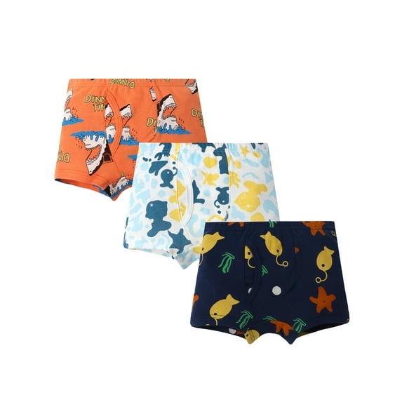 HWJAD Little Boys Soft 100% Cotton Boxer Briefs Toddler Kids Underwear 2-10 Year Panties Shark 3 Pack