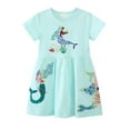 thumbnail image 1 of HWJAD Little Girls A-Line Dress Cute Summer Mermaid Pattern Short Sleeve Casual Toddler Girl Dresses for Party 2T, 1 of 6