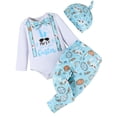 thumbnail image 1 of HWJAD My First Easter Baby Boy Outfit Sunglasses Bunny Long Sleeve Romper Pants and Hat 3 Piece Spring Set, 1 of 9