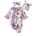 thumbnail image 1 of HWJAD Newborn Baby Girl Clothes One Piece Jumpsuits Clothes Long Sleeve Romper Spring Fall 3PCS Set Clothes for Baby, 1 of 8