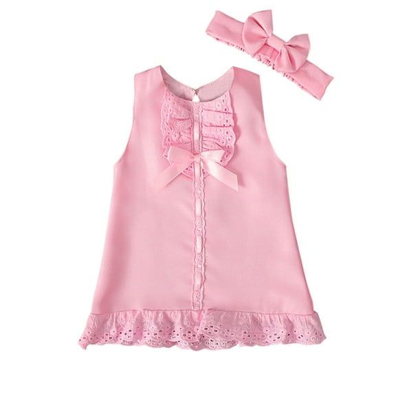 HWJAD Newborn Baby Girl Sleeveless Embroidery Baptism Dresses Wedding First Birthday Christening Dresses Summer Outfit