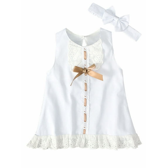 HWJAD Newborn Baby Girl Sleeveless Embroidery Baptism Dresses Wedding First Birthday Christening Dresses Summer Outfit