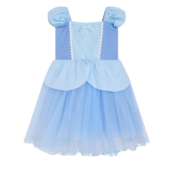 HWJAD Princess Dress for Toddler Girls Puff Short Sleeve Birthday Party Dresses for 2-7Y Kids Girl