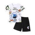 thumbnail image 1 of HWJAD Toddler Baby Boy Clothes Kids 2-7 Years Summer Outfits Cotton Crocodile Print Tees T-shirt + Shorts 2-Pieces Little Boys Astronaut Set, 1 of 11