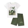 thumbnail image 1 of HWJAD Toddler Baby Boy Clothes Kids 2-7 Years Summer Outfits Cotton Crocodile Print Tees T-shirt + Shorts 2-Pieces Little Boys Dinosaur Set, 1 of 11