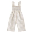thumbnail image 1 of HWJAD Toddler Baby Girls Ruffle Sleeveless Smocked Romper One Piece Gingham Jumpsuit Summer Outfits Clothes, 1 of 7