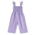 thumbnail image 1 of HWJAD Toddler Baby Girls Ruffle Sleeveless Smocked Romper One Piece Gingham Jumpsuit Summer Outfits Clothes, 1 of 5