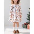 thumbnail image 1 of HWJAD Toddler Girls Cute Ruffles Long Sleeve Christmas Dress Kids Xmas Tree Holiday Party A Line Midi Dresses 2-7 Years, 1 of 9