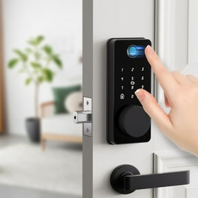 HWKTSMA Keyless Entry Door Lock with APP Control, Smart Fingerprint Lock with Keypad for Front Door, Anti-Peeking Password, Auto & One Touch Lock, Easy Installation