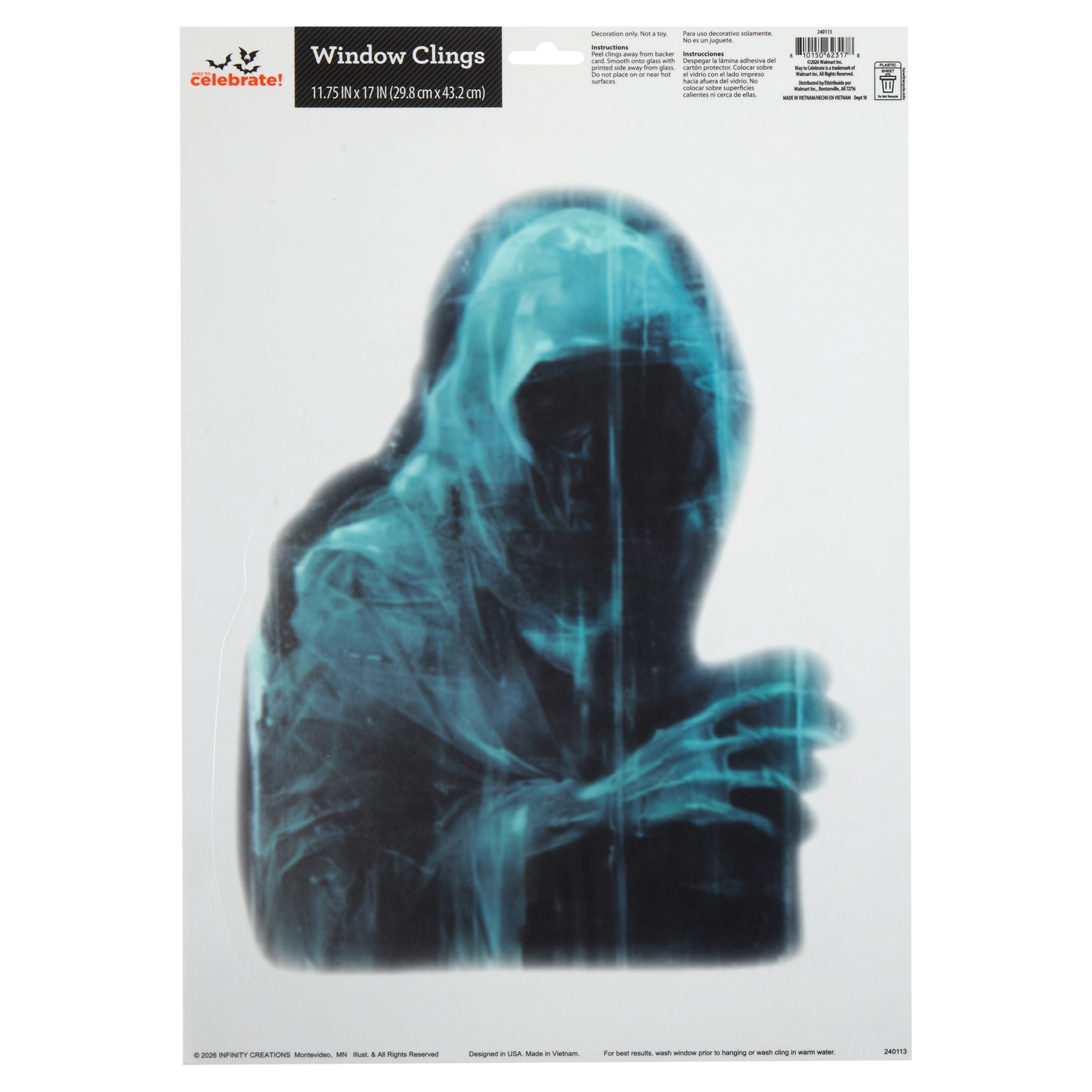 Ghostly Figure Window Cling, Multicolor, 11.75" x 17", Halloween by Way To Celebrate