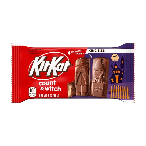 Kit Kat Milk Chocolate Wafer Count and Witch King Size, Candy Bar, 3 oz