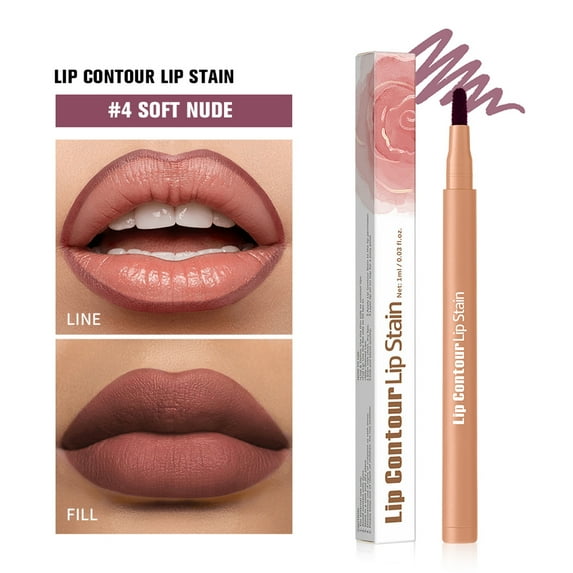 HWRETIE 2-in-1 Lip and Stain Pen,Long-Lasting Smudge-Proof Pigmented Lip Makeup for All-Day Color