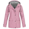 thumbnail image 1 of HWRETIE All-Weather Jacket,Women's Solid Color Waterproof Hooded Rain Jacket,Outdoor Windproof Raincoat for Hiking,Travel,and Sportswear,Lightweight Long Sleeve Jacket Pink, 1 of 4