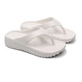 thumbnail image 1 of HWRETIE Beach Sandals,Women's Low Heeled Round Toe Flat Shoes Soft Leather Shallow Mouth Leather Shoes Women's Low Heeled Shoes White-5, 1 of 3