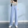 thumbnail image 1 of HWRETIE Belly Support Pants,Women's Maternity Jeans Wide Leg Straight Pants Casual Solid Color Belly Support Denim Pants Pregnancy Fashion Long Wear Light Blue, 1 of 5