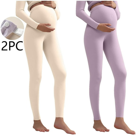 HWRETIE Belly Support Pants,Women's Maternity thermal Base Pants Adjustable Waistband Soft Warm Bottom Trousers Pregnancy Underwear Pants Winter Wear Watermelon Red