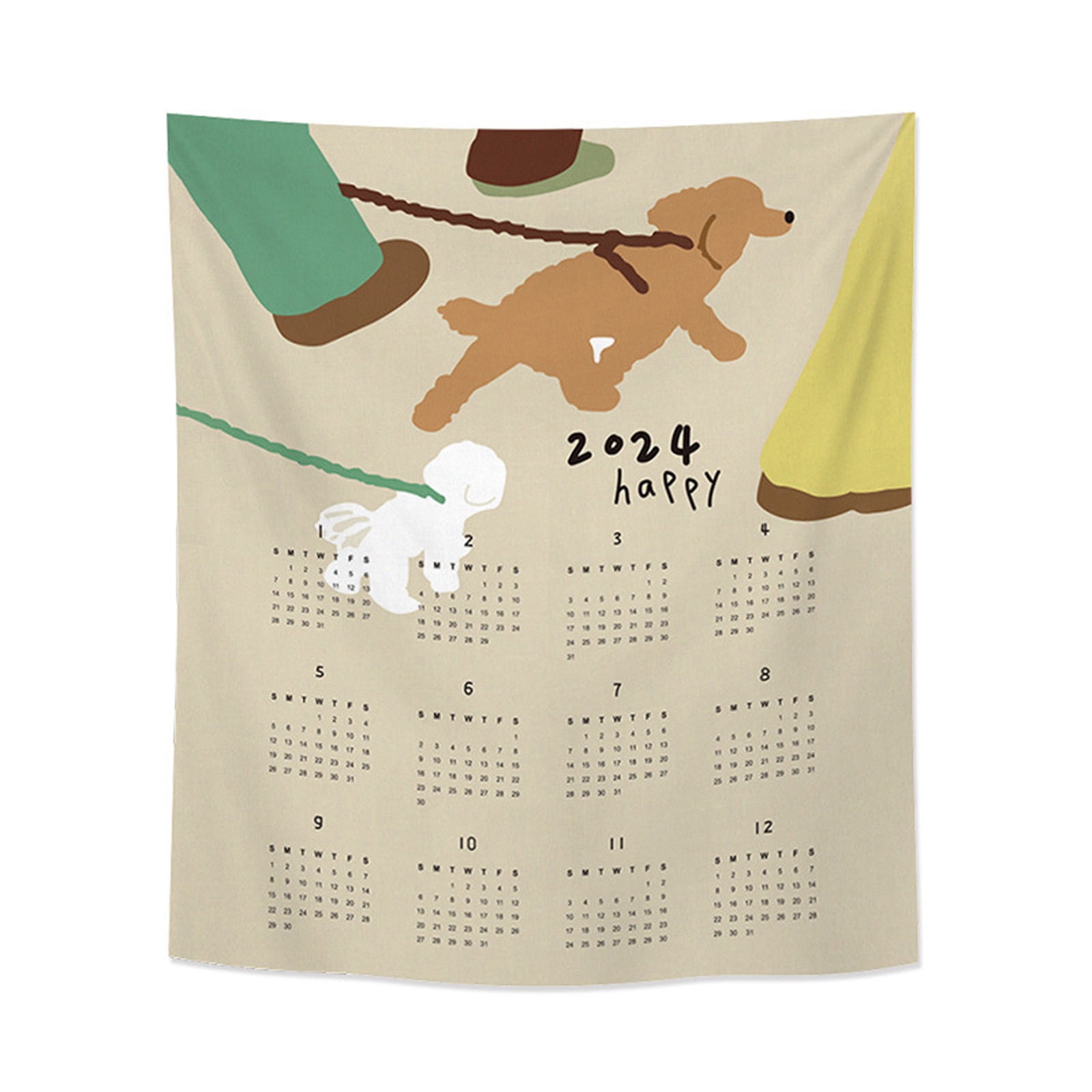 HWRETIE Calendar 2025,Calendar 20242025,Hanging Cloth Background,Cloth