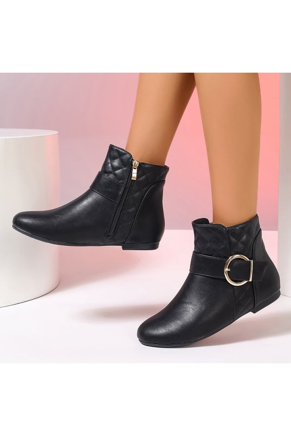 Casual Flat Booties for Everyday Wear,Stylish Slip-On Boots with Comfortable Flat Soles,Versatile for Any Occasion in Spring and Summer Black/7(39)