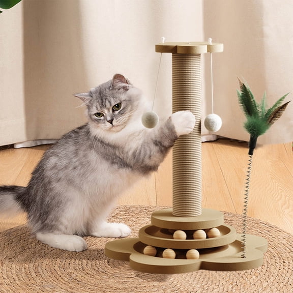 HWRETIE Integrated Cat Scratching Board Climbing Frame Durable Non-Shedding Sisal Post for Cats Indoor Entertainment Toy
