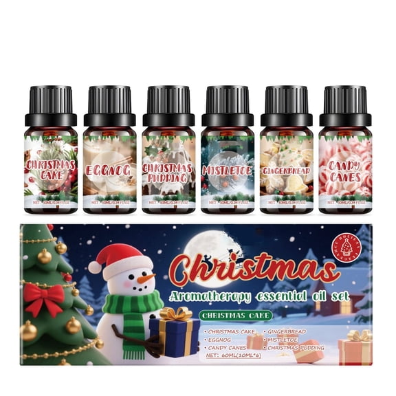 HWRETIE Christmas Aroma Oil Set,Warm Home Fragrance,Mild Multi-Scents Essential Oil Collection 60ml